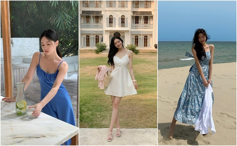 Váy hai dây được coi là lựa chọn lý tưởng cho những chuyến du lịch mùa hè. Mẫu váy này rất nữ tính và bay bổng, đồng thời tôn lên nét quyến rũ của người mặc.