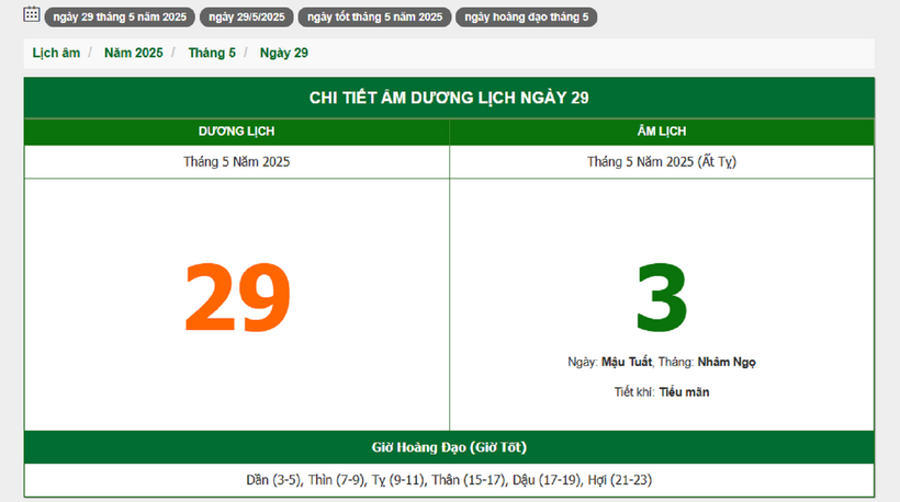 Hôm nay (29/5/2025), có phải ngày đẹp không? - 1
