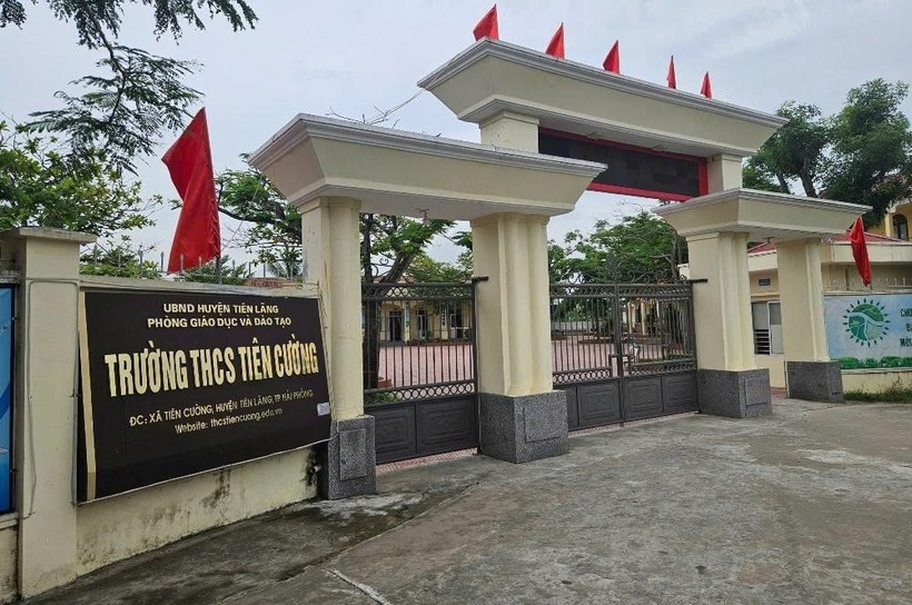 Trường THCS Tiên Cường nơi nữ sinh T. theo học. Ảnh: VietNamNet.