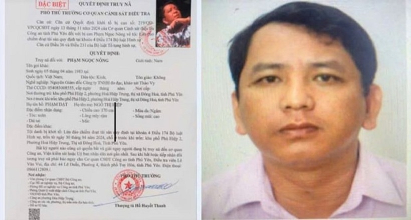 Công an tỉnh Phú Yên kêu gọi đối tượng Phạm Ngọc Nông sớm ra đầu thú. Ảnh: Công an Phú Yên