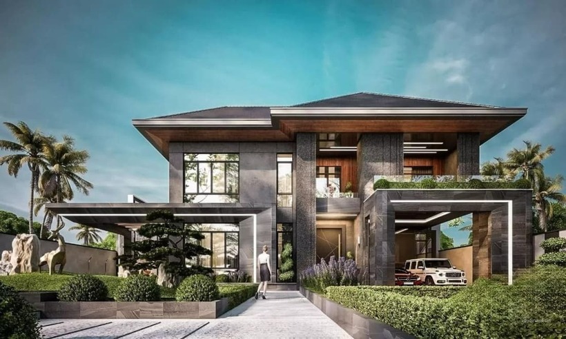 Villa sân vườn 2 tầng là một không gian sống lý tưởng với quy mô xây dựng rộng lớn, đáp ứng trọn vẹn mọi nhu cầu sinh hoạt và tiện ích cho các gia đình đa thế hệ. Ảnh minh họa.
