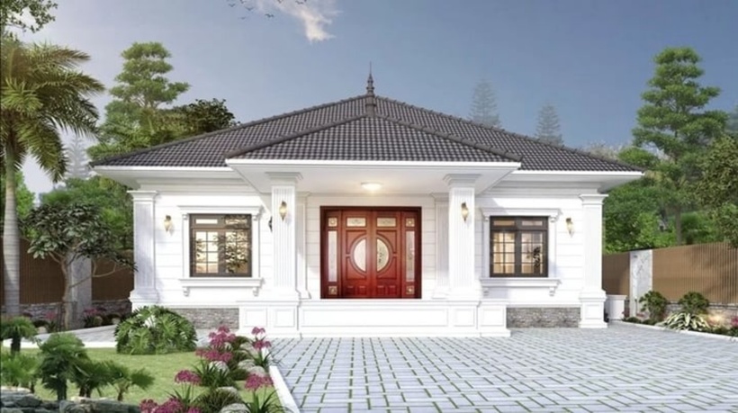 Nhà vuông 1 tầng là lựa chọn lý tưởng với thiết kế cân đối, đơn giản mà vẫn đầy đủ công năng. Ảnh minh hoạ.