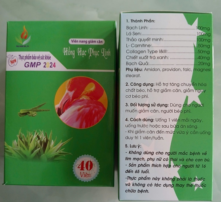 Hình ảnh bao bì Viên nang giảm cân Hồng Hạc Phục Linh