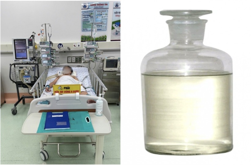 Bé trai bị hôn mê sâu, suy hô hấp, truỵ tim mạch sau khi hít phải khí độc từ hóa chất hàn nhựa để trong cốp xe ô tô. Ảnh: VOV