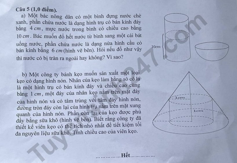 Đề thi toán vào lớp 10 của tỉnh Nghệ An. Ảnh: Tuyensinh247.com.