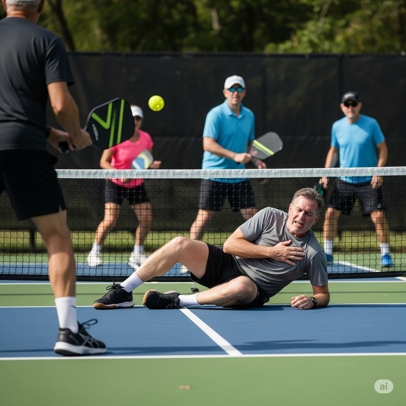 Nguyên nhân chính dẫn tới nguy cơ đột quỵ khi chơi thể thao như pickleball, là tình trạng tăng huyết áp đột ngột khi thực hiện các pha bóng mạnh hoặc vận động gắng sức. Ảnh minh hoạ/AI.