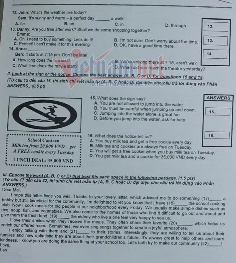 Đề thi, đáp án gợi ý môn tiếng Anh vào lớp 10 THPT 2025 ở TP.HCM nhanh nhất, chính xác nhất - 2
