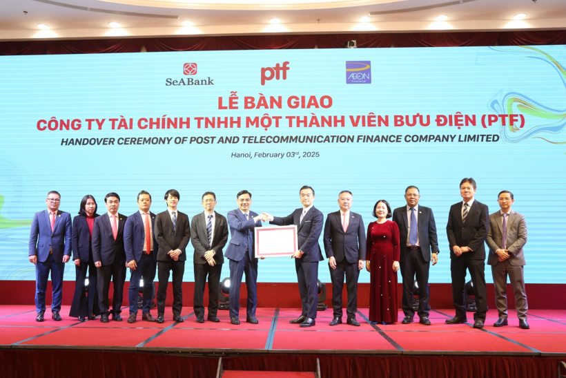 Lễ bàn giao Công ty Tài chính TNHH MTV Bưu Điện (PTF) giữa AEON Financial và SeABank diễn ra hôm 3/2/2025.
