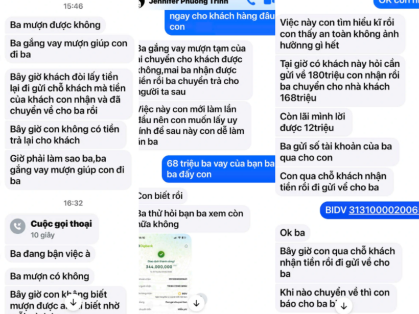 Nội dung cuộc trò chuyện giữa ông M. và 'con gái' qua Facebook. Ảnh: NLĐ