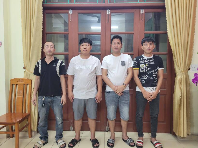 Các đối tượng bị tạm giữ. Ảnh: Công an tỉnh Nam Định.