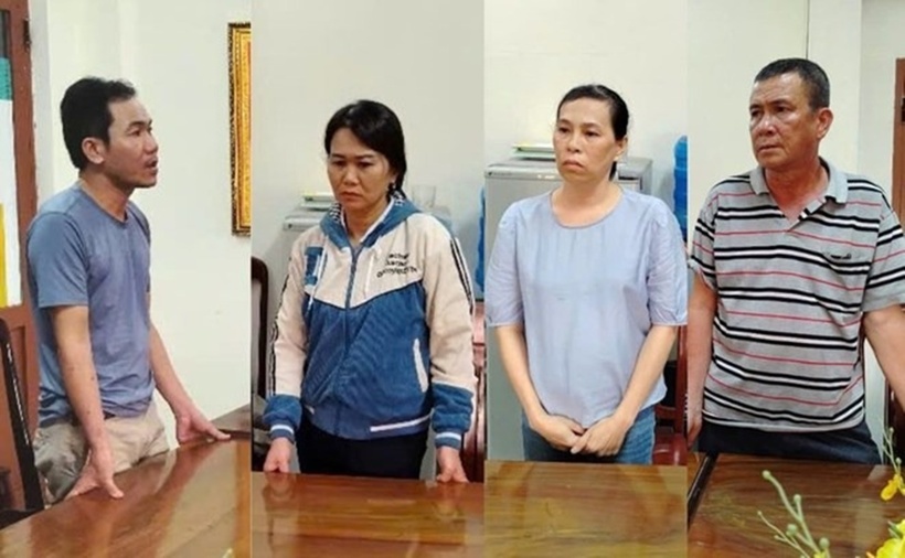 4 đối tượng bị Công an tỉnh Phú Yên khởi tố về tội Vi phạm quy định về bảo vệ động vật nguy cấp, quý, hiếm. (Ảnh: Lao động)