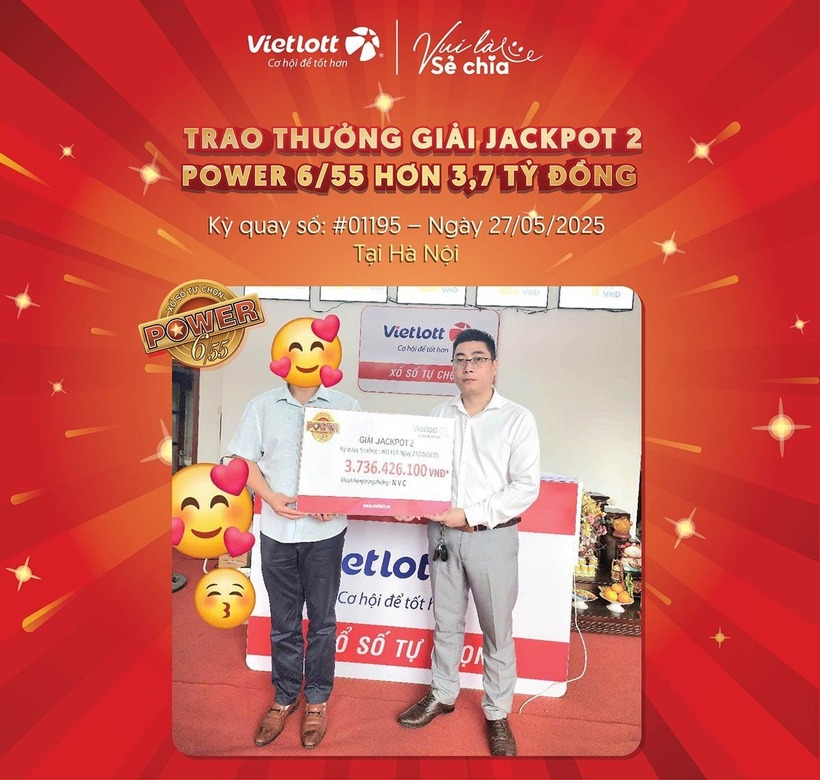 Vietlott trao giải độc đắc cho anh N.V.C. Ảnh: VietNamnet