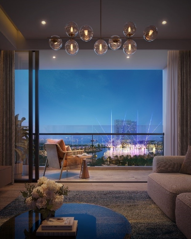 Đặc quyền của mỗi căn hộ SkyM là cơ hội chiêm ngưỡng màn trình diễn nhạc nước mãn nhãn ngay từ ban công và tận hưởng bầu không khí lễ hội ven biển sôi động tại Halong Marina