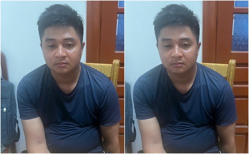 Bùi Thanh Tùng tại cơ quan công an. (Ảnh: Công an Hoà Bình)