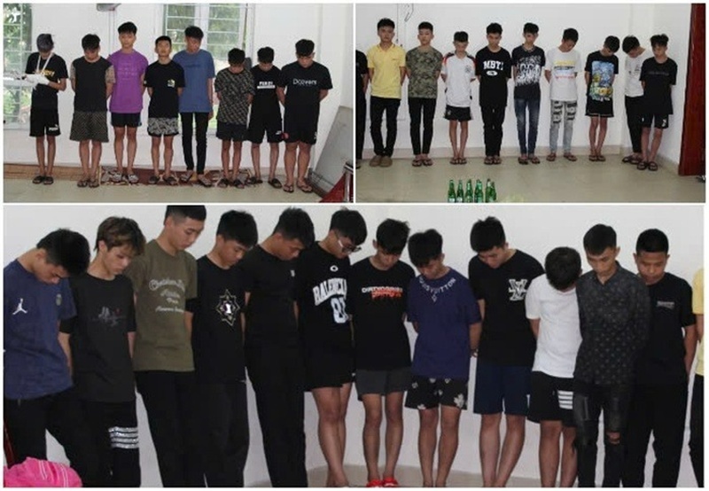 Các đối tượng tại cơ quan công an. Ảnh: Báo Người lao động.