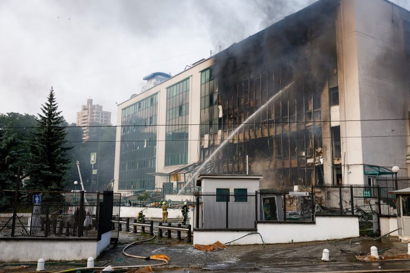 Địa điểm xảy ra cuộc tấn công bằng máy bay không người lái của Nga tại Kiev. Ảnh Reuters.