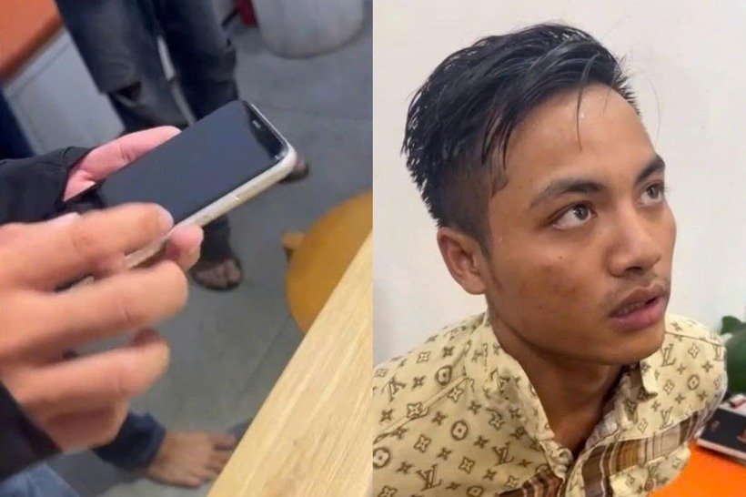 Nghi phạm Lê Ngọc Sử cùng tang vật của vụ việc. (Ảnh: Công an Đà Nẵng)