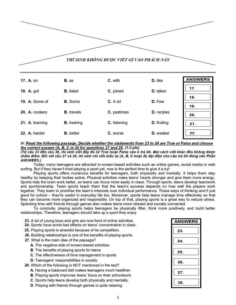 Chính thức: Sở GD&ĐT TP.HCM công bố đáp án các môn thi vào lớp 10 THPT 2025 - 15