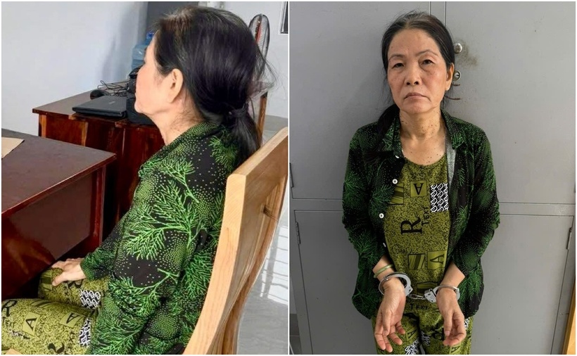 Công an làm việc với đối tượng bị truy nã Đoàn Thị Đẹp. (Ảnh: Cơ quan công an)