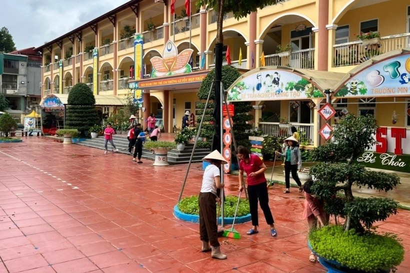 Giáo viên tại một trường mầm non ở huyện Bắc Hà. Ảnh: Báo Lào Cai