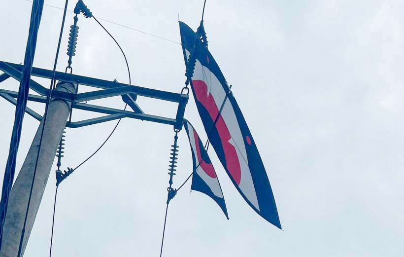 Diều mắc vào đường dây điện 110kV. Ảnh: Dân Trí