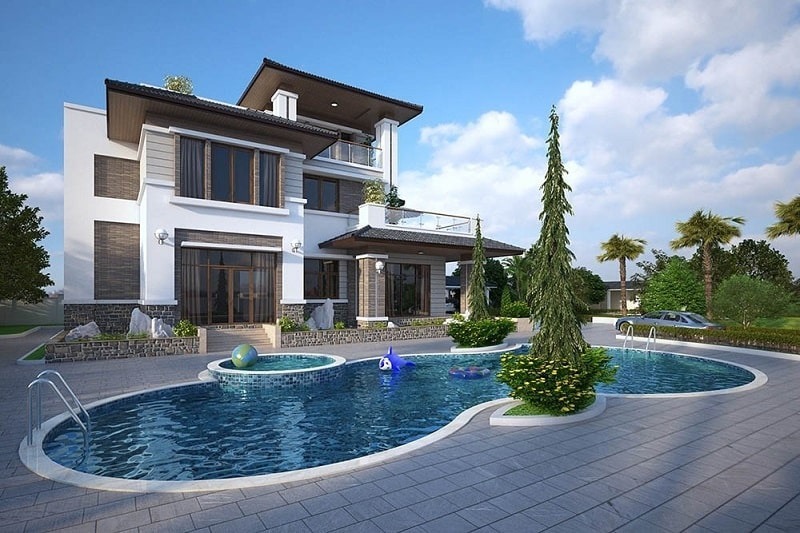 Biệt thự có hồ bơi. Ảnh minh họa