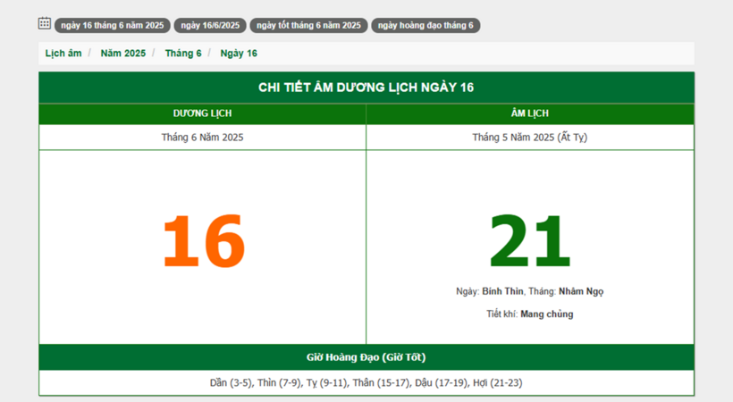 Hôm nay (16/6/2025), có phải ngày đẹp không? - 1