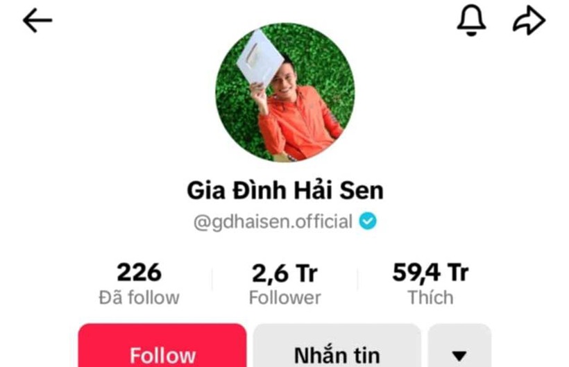 Kênh TikTok "Gia đình Hải Sen". Ảnh: Vietnamnet.