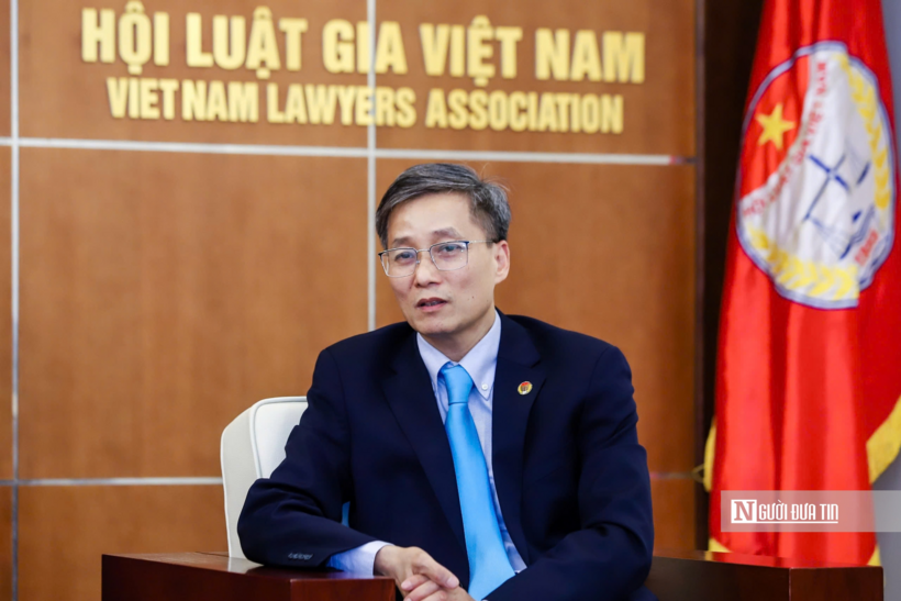 Chủ tịch Hội Luật gia Việt Nam Nguyễn Khánh Ngọc tại buổi tiếp.