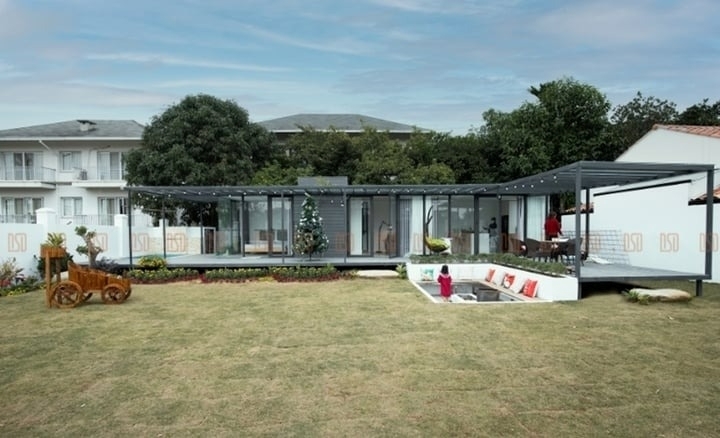 Mẫu nhà lắp ghép hình chữ L. Ảnh: Dsdhome