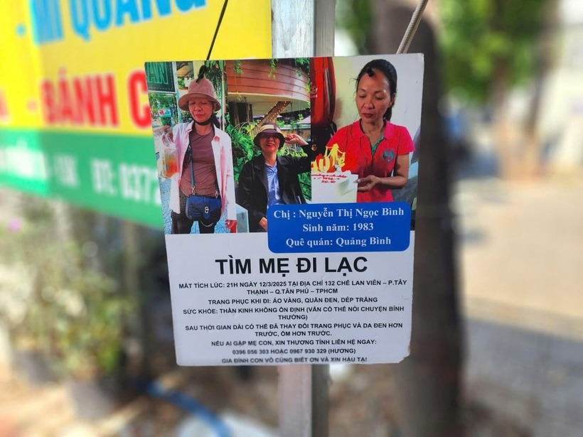 Hình ảnh thông tin con gái tìm mẹ là bà Nguyễn Thị Ngọc Bình (42 tuổi), người đã mất liên lạc hơn 3 tháng nay. (Ảnh: Lao động)
