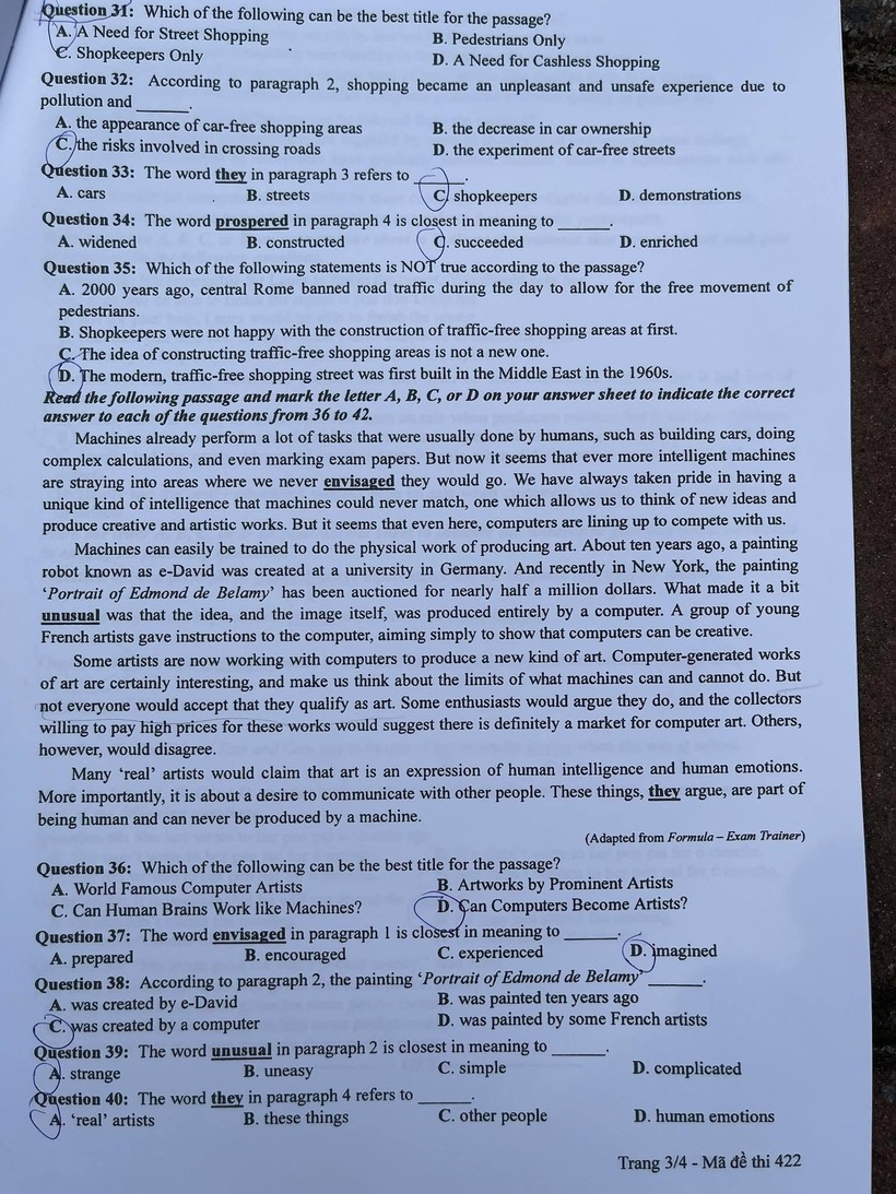 Đề thi môn Tiếng Anh tốt nghiệp THPT 3 năm gần đây nhất - 11