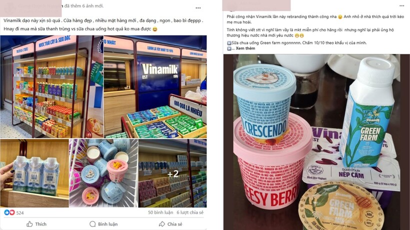 Chia sẻ của người dùng trên mạng xã hội về các sản phẩm mới của Vinamilk.