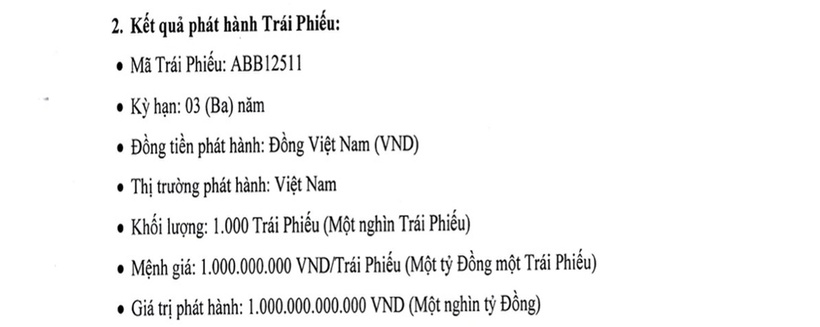 Thông tin trái phiếu ABBank huy động.