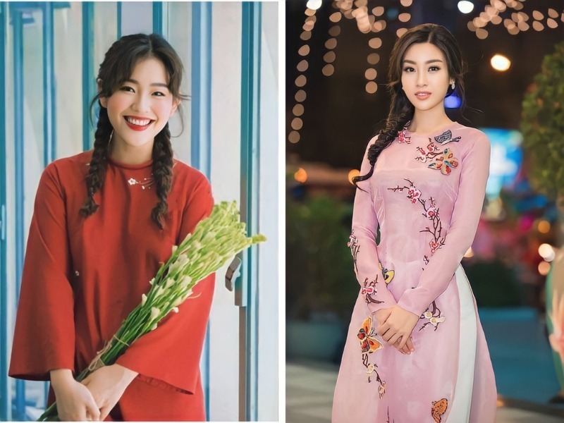 Tóc tết đuôi sam là kiểu tóc mặc áo dài phổ biến của Việt Nam