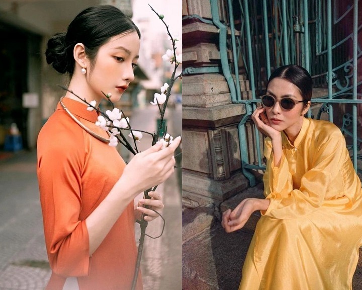 Tóc búi thấp mặc áo dài