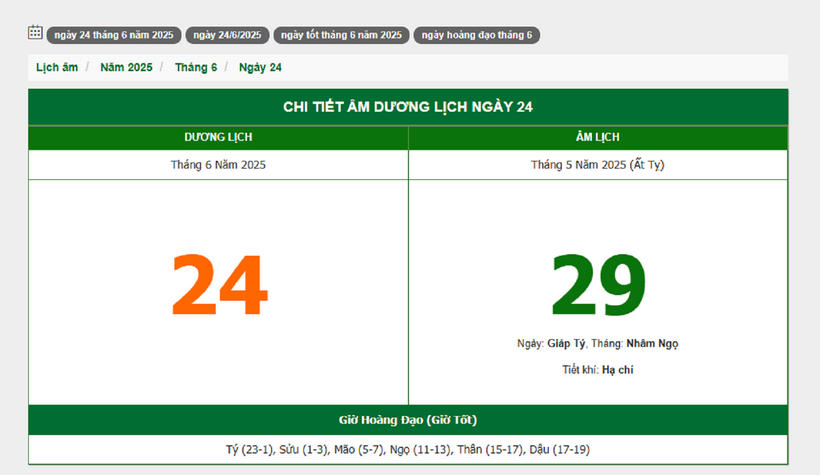 Hôm nay (24/6/2025), có phải ngày đẹp không? - 1