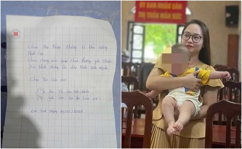 UBND thị trấn Mãn Đức đang tìm thân nhân bé trai bị bỏ rơi trên địa bàn. (Ảnh: PLO)