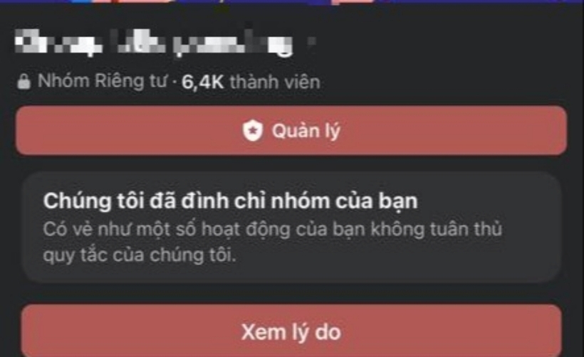 Một nhóm Facebook bất ngờ bị đình chỉ. Ảnh: Người Lao Động