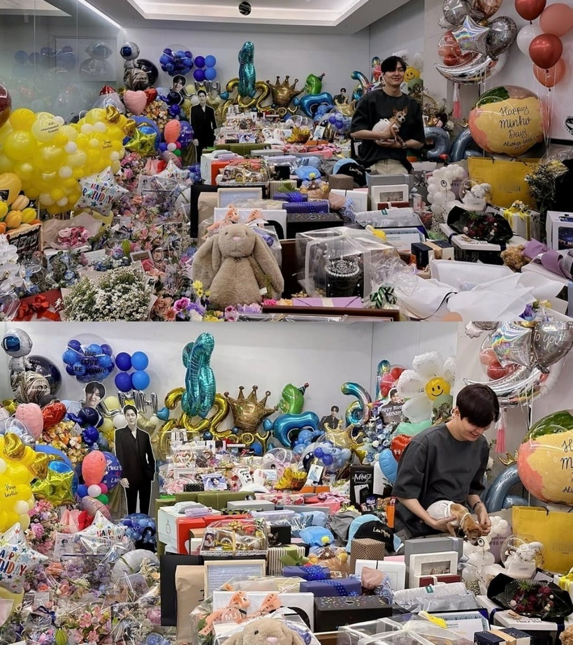 Lee Min Ho trong căn phòng ngập tràn quà tặng.