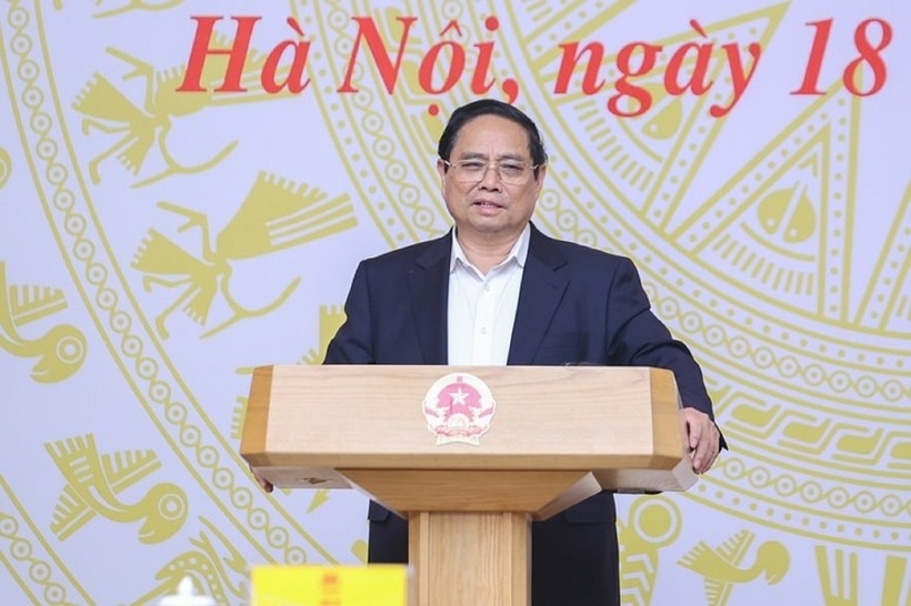 Thủ tướng Chính phủ Phạm Minh Chính chủ trì Hội nghị trực tuyến toàn quốc về công tác chuẩn bị Kỳ thi tốt nghiệp THPT 2025. Ảnh: VGP