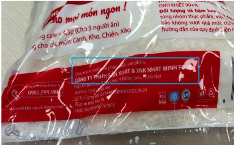 Bao bì sản phẩm mì chính Ofood vi phạm quy định ghi nhãn, không ghi xuất xứ mì chính bên trong, chỉ có đơn vị chịu trách nhiệm là công ty Nhật Minh Food.