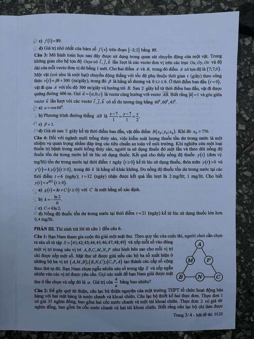 Đáp án gợi ý, đề thi môn Toán tốt nghiệp THPT 2025 mã đề 120 - 4