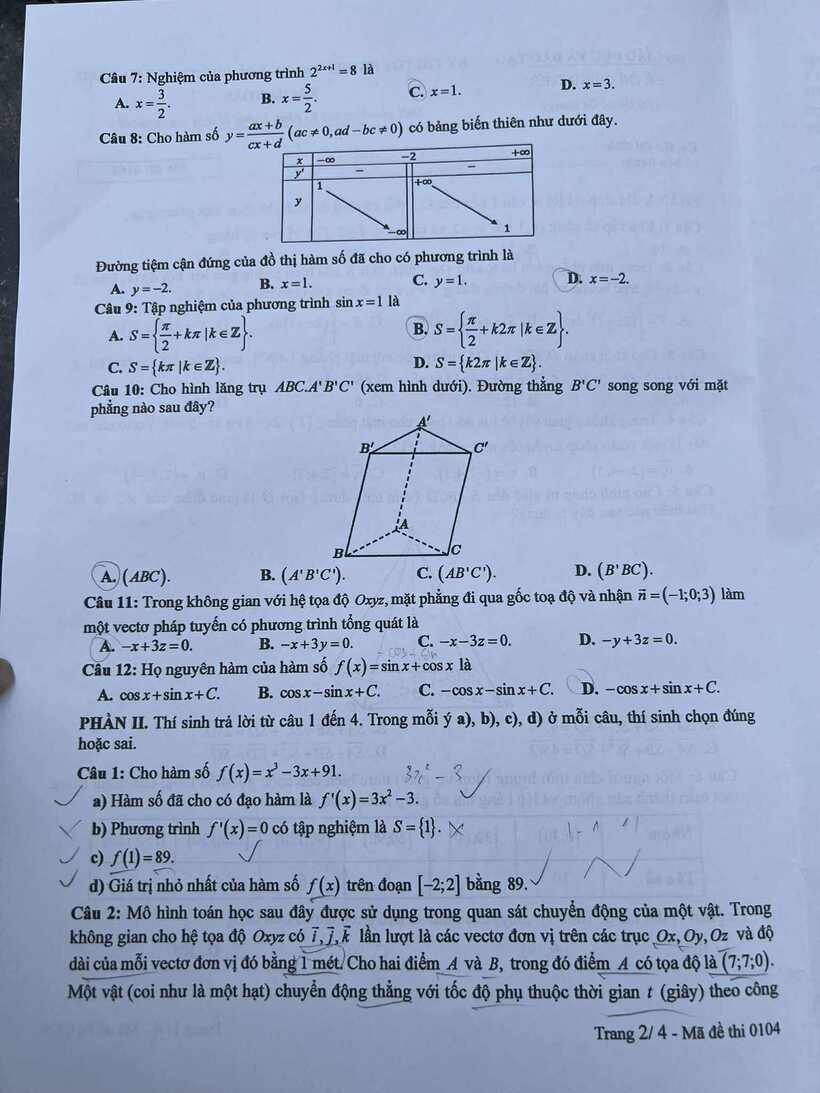 Đáp án gợi ý, đề thi môn Toán tốt nghiệp THPT 2025 mã đề 104 - 3