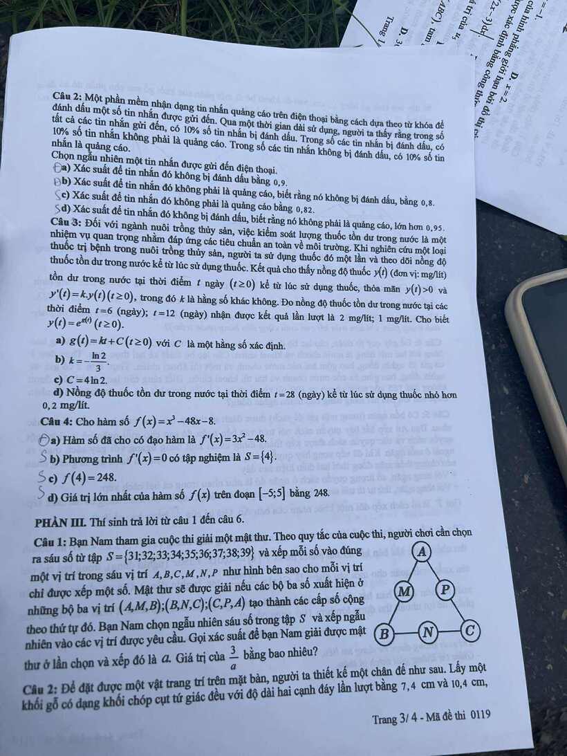 Đáp án gợi ý, đề thi môn Toán tốt nghiệp THPT 2025 mã đề 119 - 4