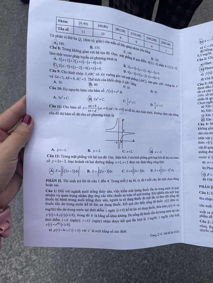 Đáp án gợi ý, đề thi môn Toán tốt nghiệp THPT 2025 mã đề 103 - 3