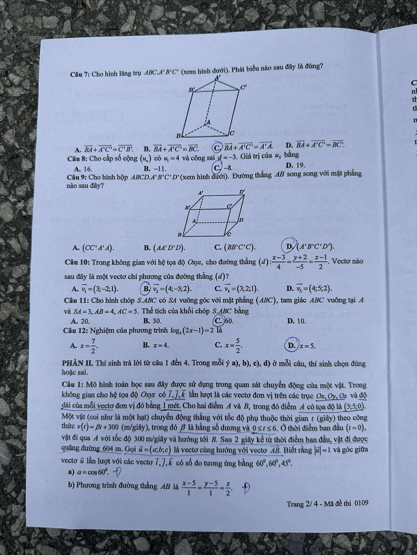 Đáp án gợi ý, đề thi môn Toán tốt nghiệp THPT 2025 mã đề 109 - 3