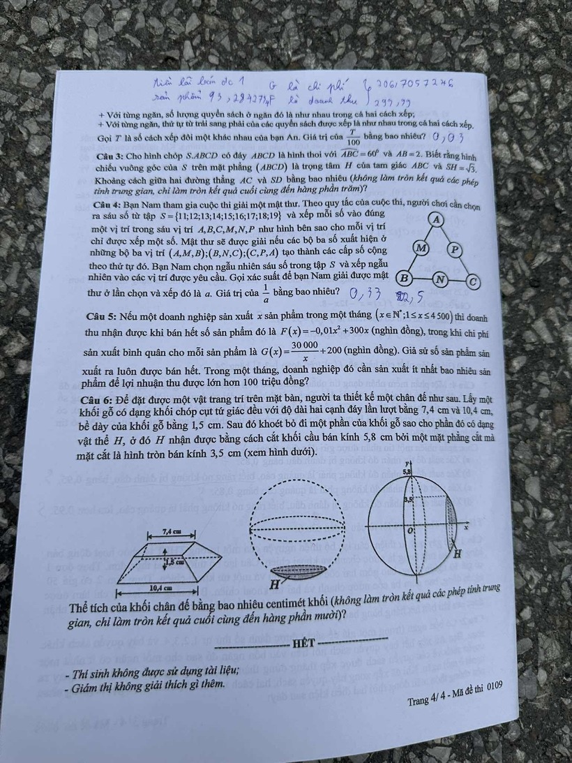 Đáp án gợi ý, đề thi môn Toán tốt nghiệp THPT 2025 mã đề 109 - 5