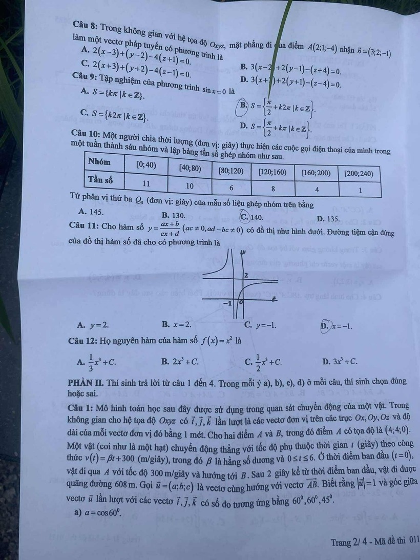 Đáp án gợi ý, đề thi môn Toán tốt nghiệp THPT 2025 mã đề 111 - 3