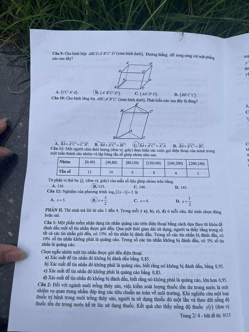 Đáp án gợi ý, đề thi môn Toán tốt nghiệp THPT 2025 mã đề 113 - 3